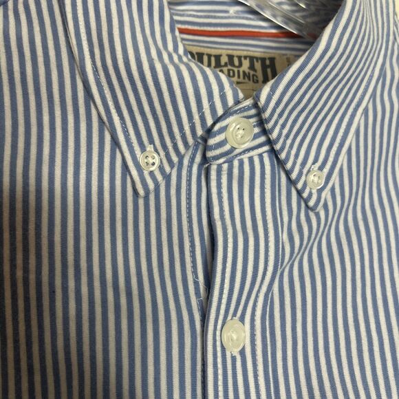 Duluth Trading Co Mens Button Down Shirt Medium Striped Long Sleeve Collar - Picture 9 of 11